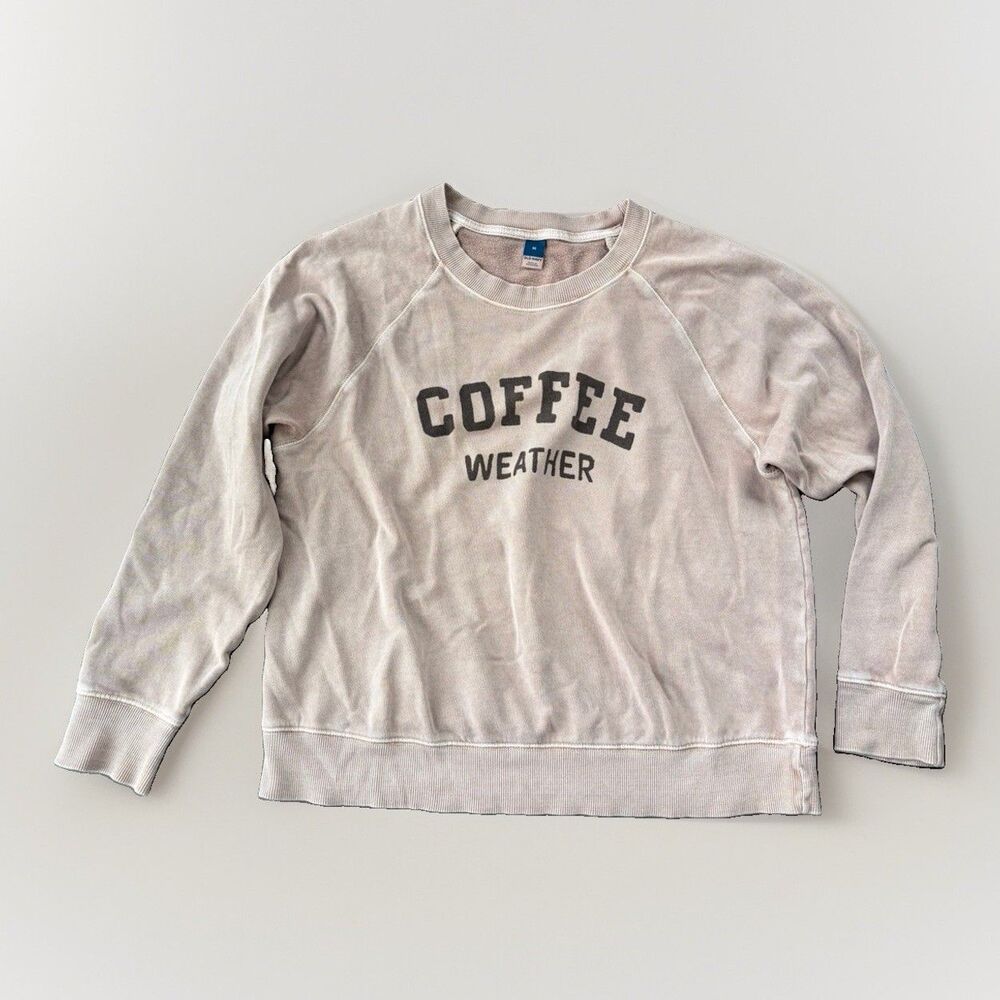 Old Navy Coffee Weather Sweatshirt Womens Medium Taupe Brown Crewneck Pullover